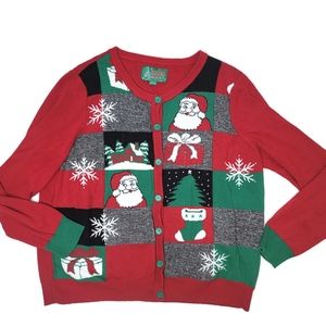 Ugly Christmas sweater button up Santa clause XXL